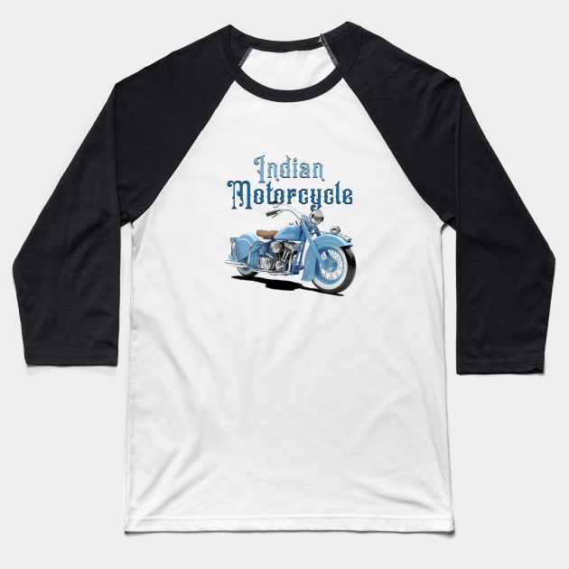 Indian Motorcycle with Words Baseball T-Shirt by DavidLoblaw